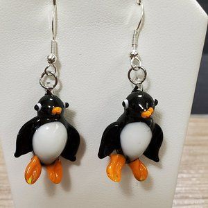 Adorable Glass Penguin Earrings
